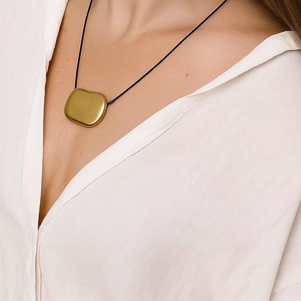 Brand New Gold Pebble Adjustable Necklace Women Silver No Clasp - Picture 3 of 4